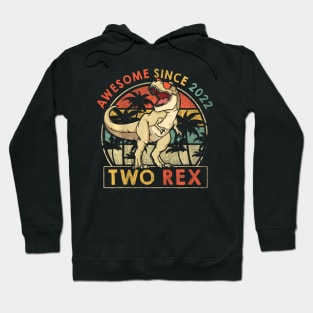 Kids Two Rex 2nd Birthday Second Dinosaur Year Old Hoodie